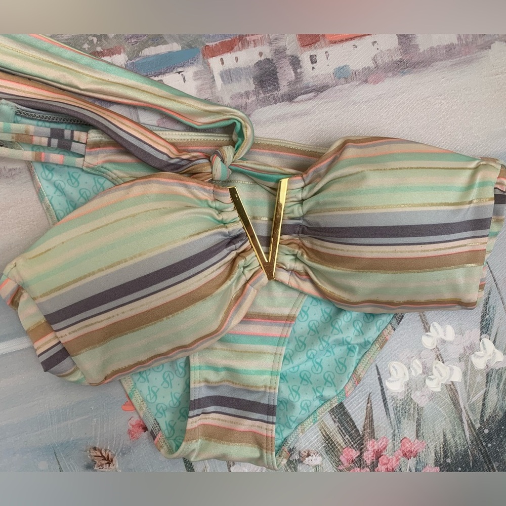 Victoria’s Secret Y2K Vintage Striped Venice V-Hardware Bikini Extremely Rare